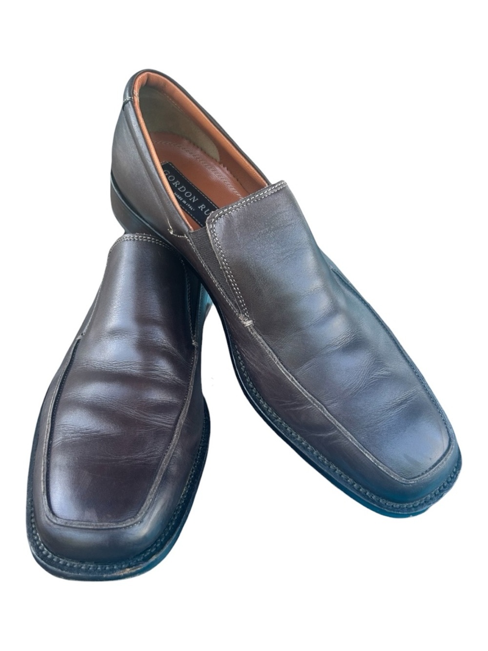 Gordon Rush Men’s Dark Brown Italian Leather Slip-On Loafers Size 9 Round Toe